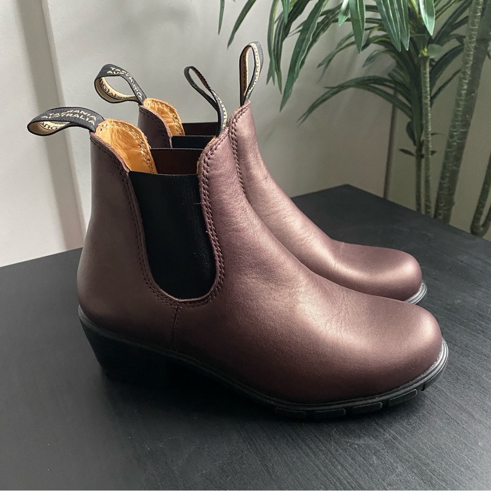 Blundstone Heeled Chelsea Boot Bronze Copper Brown Ankle Bootie Metallic 7.5